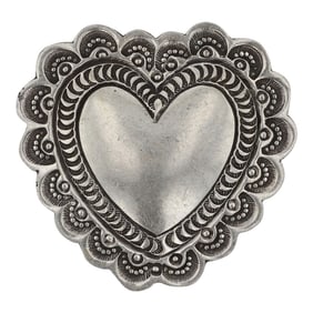 Navajo Plain Silver Stamp Work Heart Pin