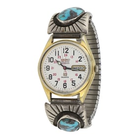 Vintage Navajo Nevada Turquoise Watch Bracelet