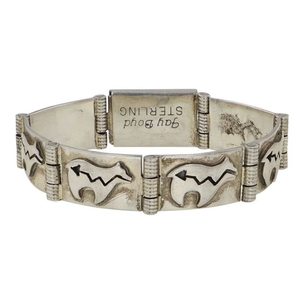 Jay Boyd Navajo Plain Silver Bear Link Bracelet (1 of 3)