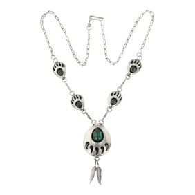 Navajo Malachite Bearpaw Necklace