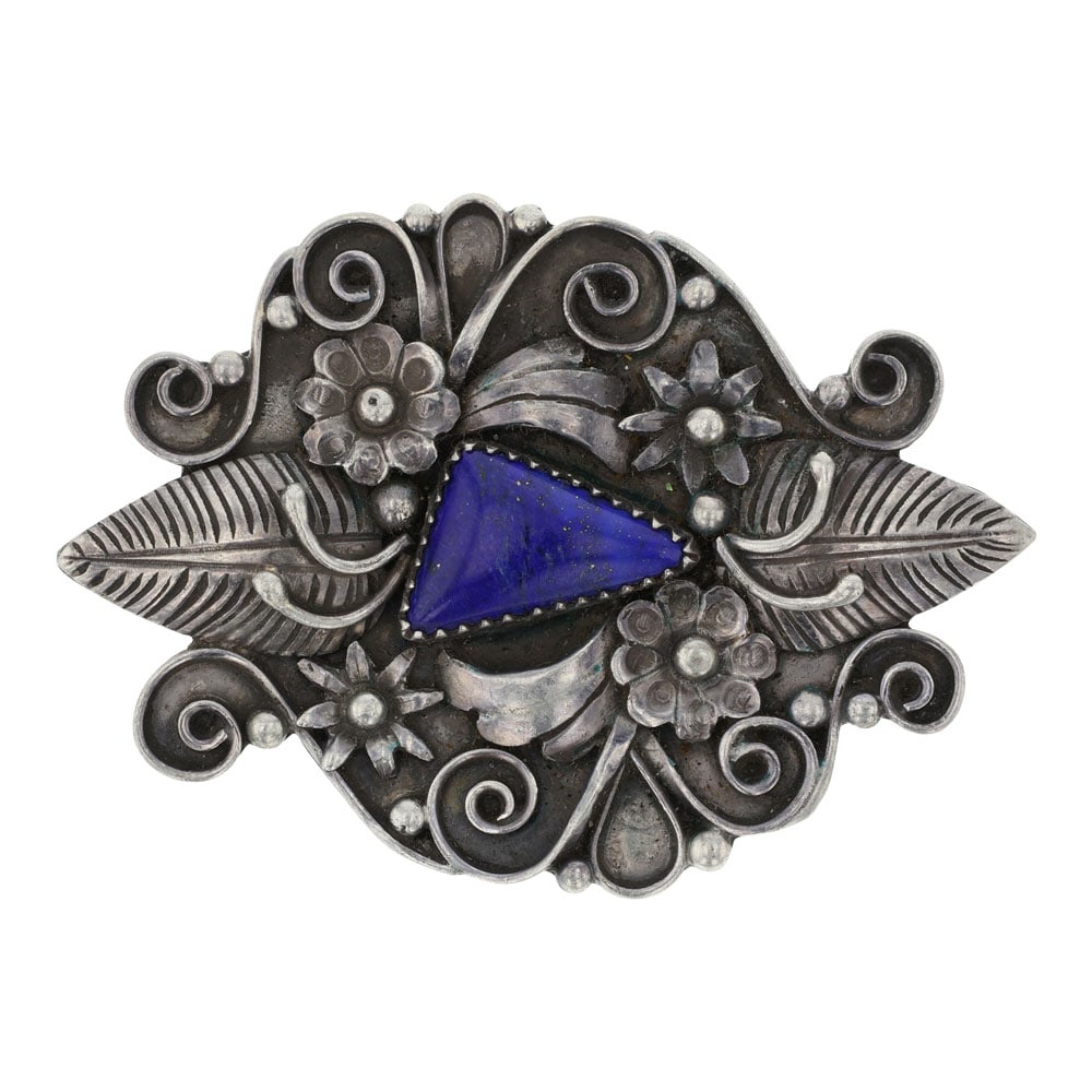 Vintage Navajo Lapis Pin & Pendant: Sterling Silver | Genuine Lapis | Vintage Navajo Lapis Pin & Pendant | Navajo Native American Southwest Indian Jewelry | Good (no breaks or damages) | Approximate Weight: 15 Grams | Pin: 1.5" x 2" |