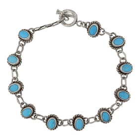 Navajo Kingman Turquoise Link Bracelet