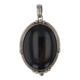 Vintage Navajo Black Onyx Pendant