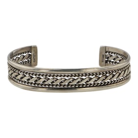Navajo Plain Silver Twist Wire Cuff Bracelet