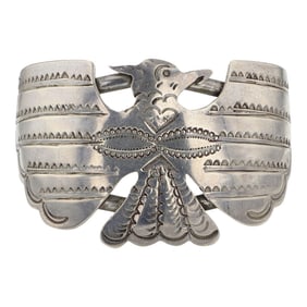Vintage Navajo Plain Silver Bird Cuff Bracelet