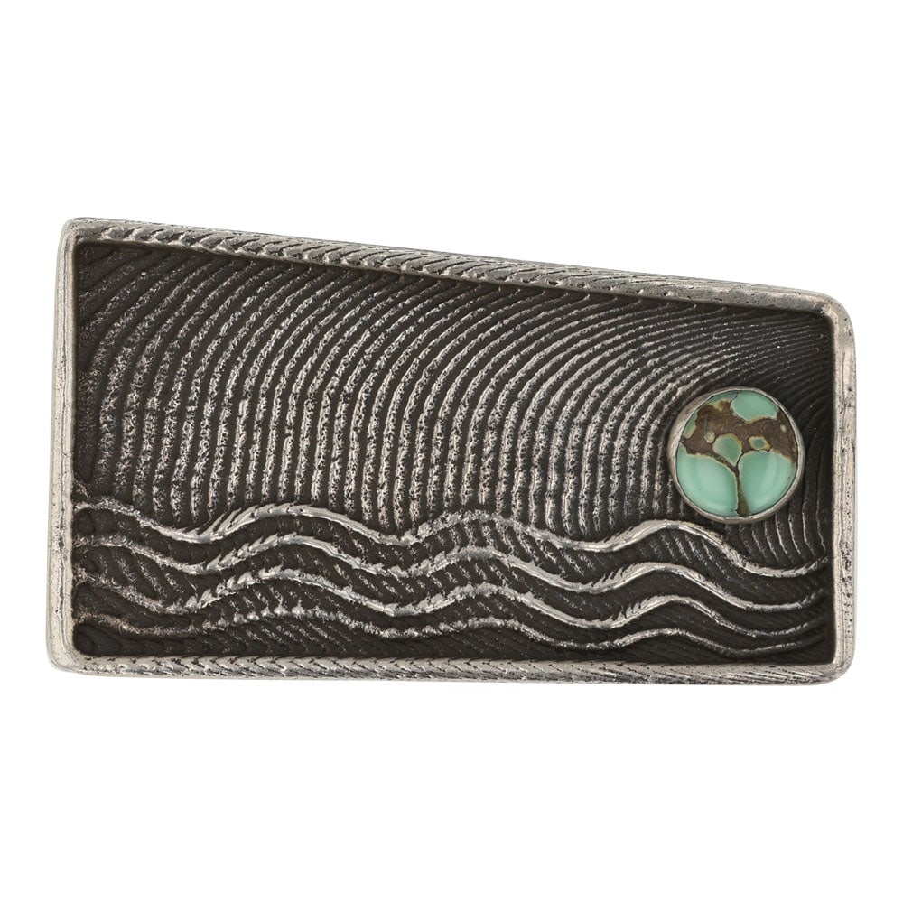 Navajo Tufa Cast Blue Moon Turquoise Belt Buckle: Sterling Silver | Genuine Blue Moon Turquoise | Navajo Tufa Cast Blue Moon Turquoise Belt Buckle | Navajo Native American Southwest Indian Jewelry | Good (no breaks or damages) | Approximate Weight: 5
