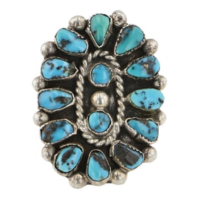 Vintage Navajo Ithaca peak Turquoise Cluster Ring