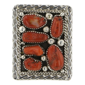 Navajo Mediterranean Coral Freeform Ring