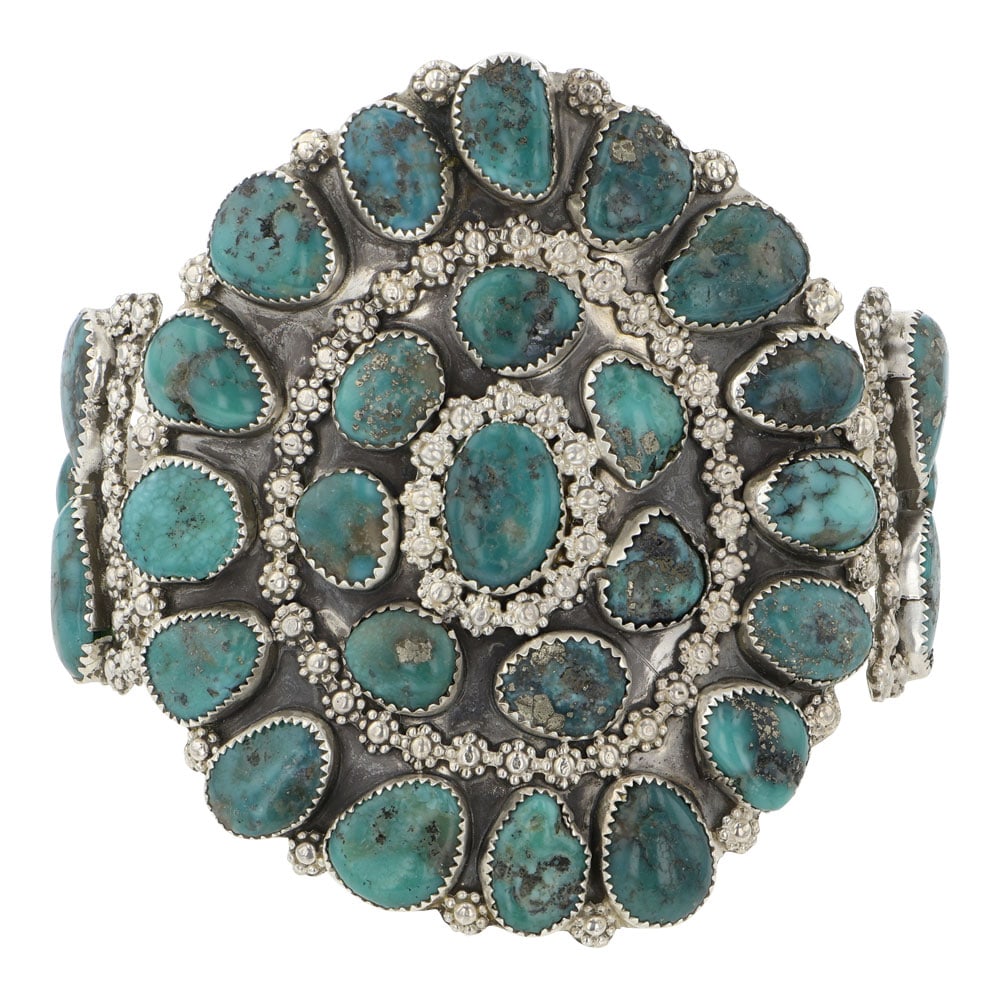 Navajo Compitos Turquoise Large Cluster Bracelet (1 of 3)