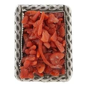 Navajo Mediterranean Coral Branch Chip Ring