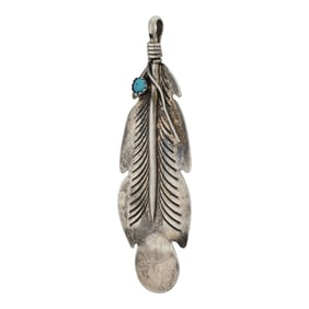Vintage Navajo Turquoise Feather Pin & Pendant