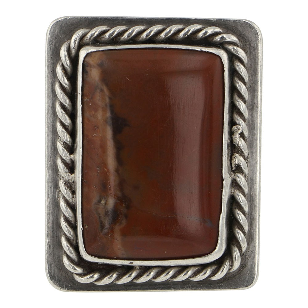 Navajo Jasper Ring: Sterling Silver | Genuine Jasper | Navajo Jasper Ring | Navajo Native American Southwest Indian Jewelry | Good (no breaks or damages) | Approximate Weight: 19 Grams | Ring: 6.5 size, 1.25" face width 