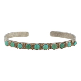 Navajo Kingman Turquoise Row Cuff Bracelet