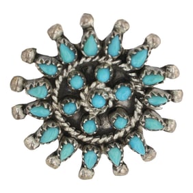 Vintage Zuni  Sleeping Beauty Turquoise Cluster Pin & Pendant