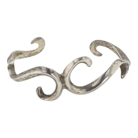 Vintage Navajo Plain Silver Sandcast Bracelet