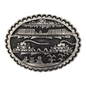 James Pioche Navajo Plain Silver Storyteller Pin