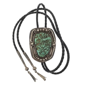 Vintage Navajo Nevada Nugget Turquoise Bolo Tie