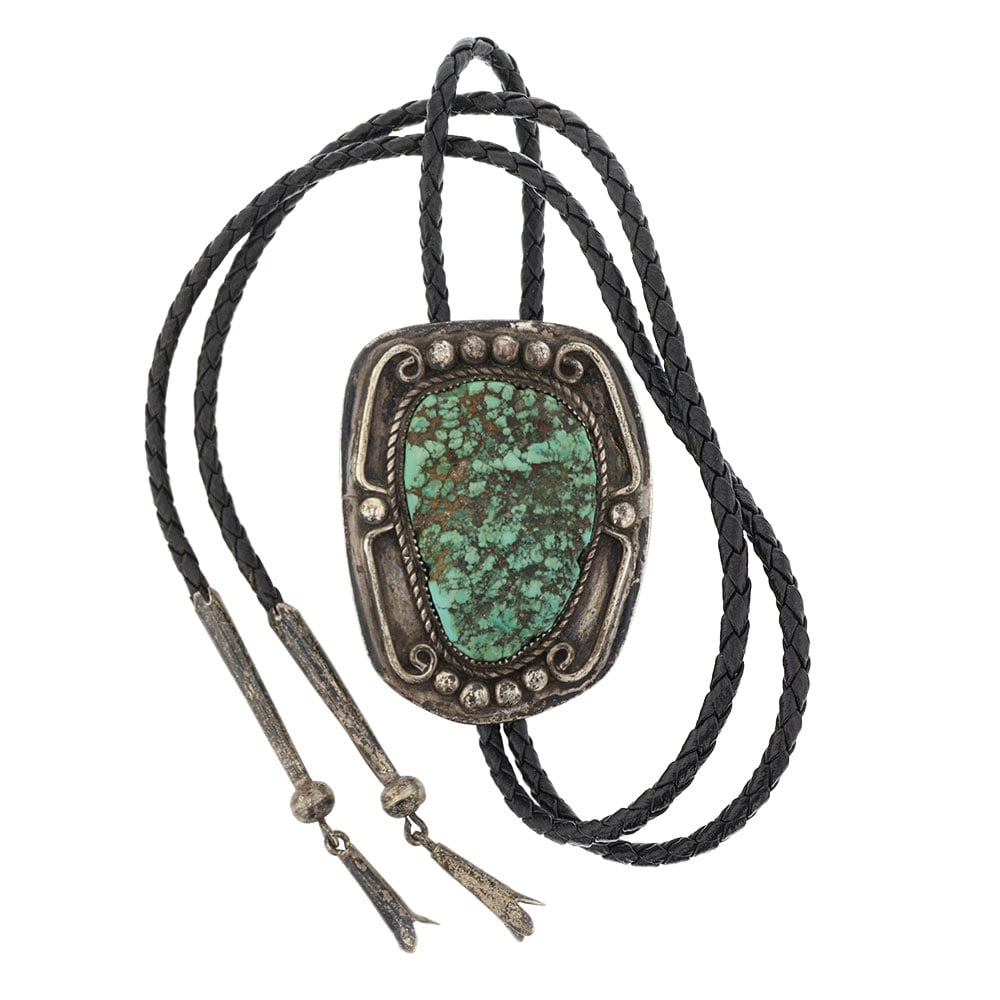 Vintage Navajo Nevada Nugget Turquoise Bolo Tie (1 of 3)