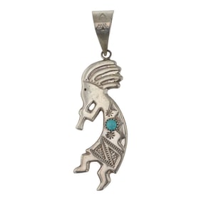 Navajo Kingman Turquoise Kokopelli Pendant