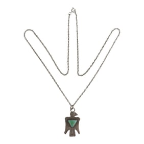 Vintage Navajo Nevada Turquoise Thunderbird Necklace