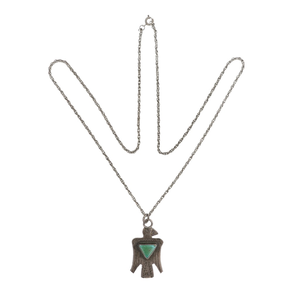 Vintage Navajo Nevada Turquoise Thunderbird Necklace (1 of 3)