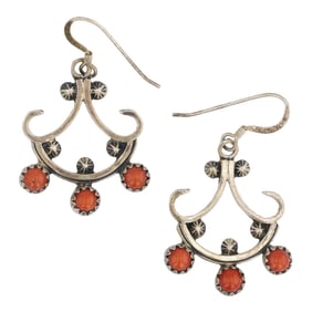 Vintage Navajo Mediterranean Coral Earrings