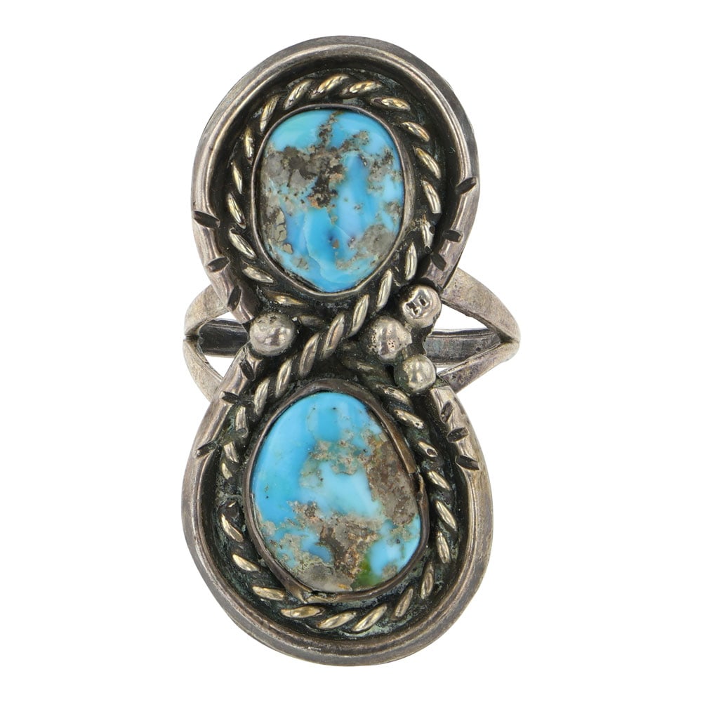 Vintage Navajo Nevada Turquoise Ring: Sterling Silver | Genuine Nevada Turquoise | Vintage Navajo Nevada Turquoise Ring | Navajo Native American Southwest Indian Jewelry | Good (no breaks or damages) | Approximate Weight: 10 Grams | Ring: