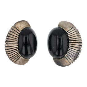 Angeline Miller Vintage Navajo Black Onyx Earrings