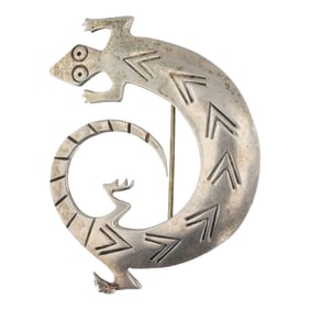 Navajo Plain Silver Lizard Pin