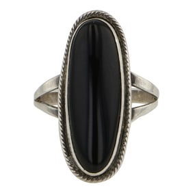 Vintage Navajo Black Onyx Ring