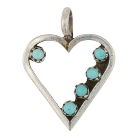 Navajo Kingman Turquoise Heart Pendant