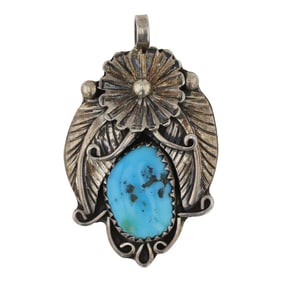 Lorenzo Livingston Navajo Sleeping Beauty Nugget Turquoise Pendant