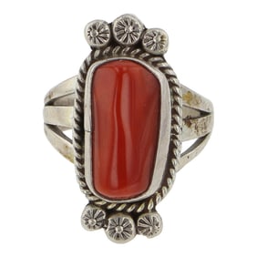 Navajo Mediterranean Coral Ring