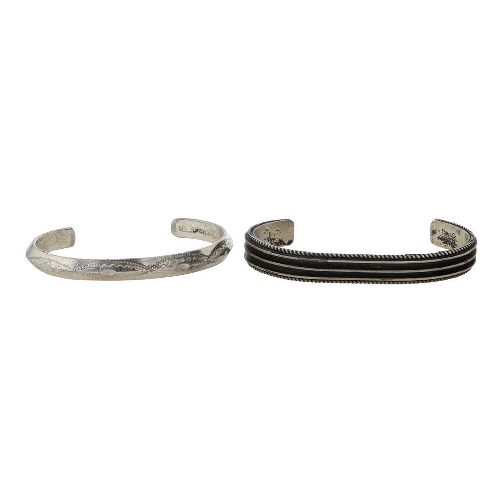 Navajo Plain Silver Baby Bracelets Lot of Two: Sterling Silver | | Navajo Plain Silver Baby Bracelets Lot of Two | Navajo Native American Southwest Indian Jewelry | Good (no breaks or damages) | Approximate Weight: 16 Grams | 2 - Bracelets: (1) 3.