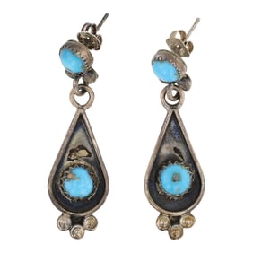 Vintage Navajo Kingman Turquoise Earrings