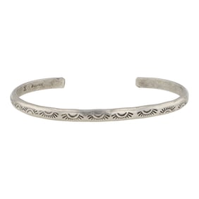 Vintage Navajo Plain Silver Stamp-Work Bracelet