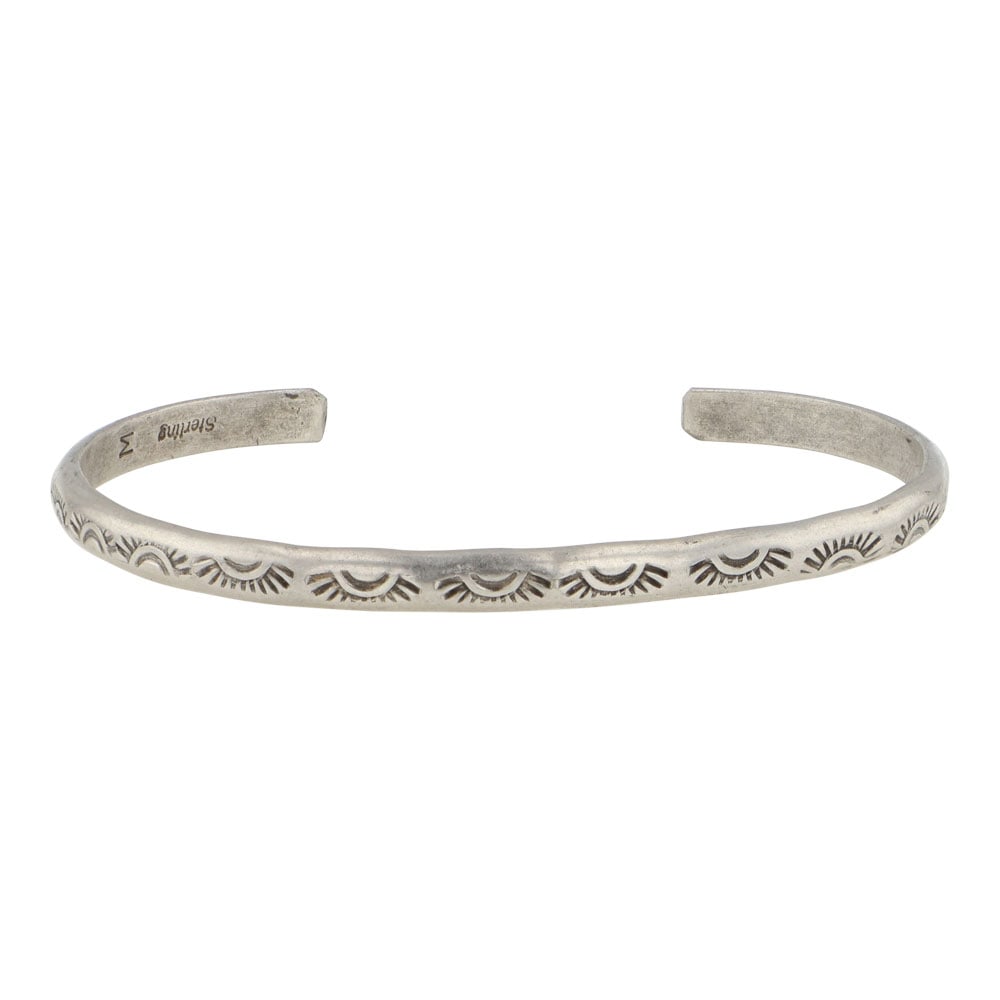 Vintage Navajo Plain Silver Stamp-Work Bracelet (1 of 3)