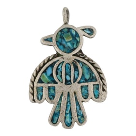 Vintage Navajo Turquoise Chip Inlay Pendant