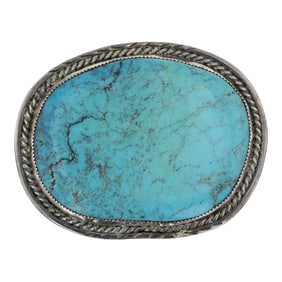 Vintage Navajo Hubei Turquoise Belt Buckle