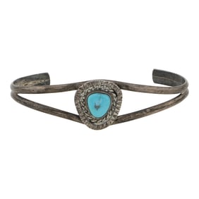 Vintage Navajo Kingman Turquoise Cuff Bracelet