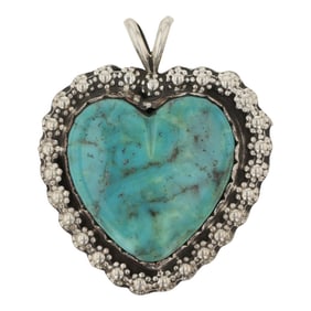 Vintage Navajo Menassa Turquoise Heart Pendant