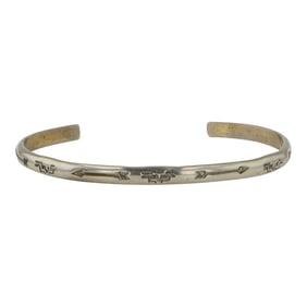 Navajo Plain Silver Stamp Half Round Bracelet