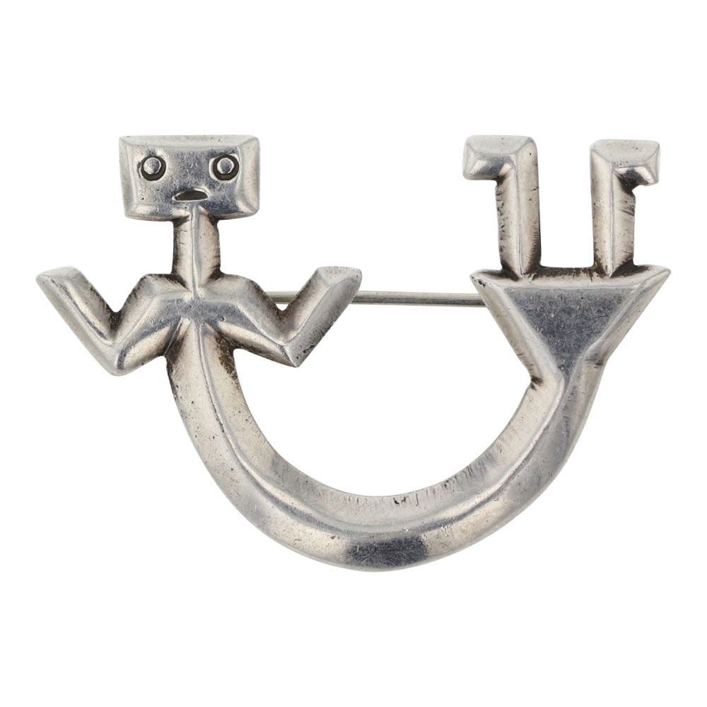 Vintage Navajo Plain Silver Sandcast Pin (1 of 2)
