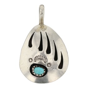 Navajo Kingman Turquoise Bearpaw Pendant