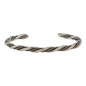 Vintage Navajo Plain Silver Twisted Wire Cuff Bracelet