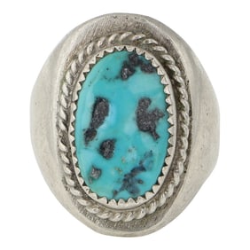 Vintage Navajo Kingman Turquoise Men's Ring