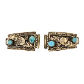 Silver Ray Southwest Shop Sterling Silver & Gold Filled Kingman Turquoise Watch Tips