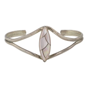 Vintage Navajo Pink Mussel Shell Inlay Bracelet