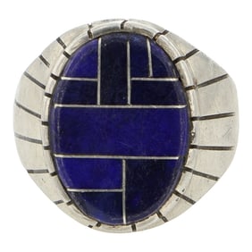 Ray Jack Navajo Lapis Inlay men's Ring