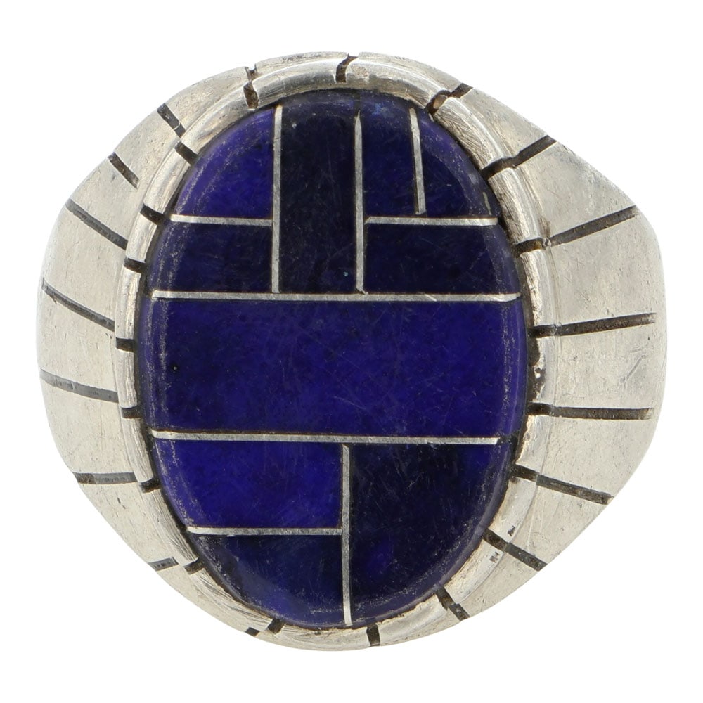 Ray Jack Navajo Lapis Inlay men's Ring (1 of 3)